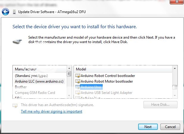 Driver atmega16u2 dfu